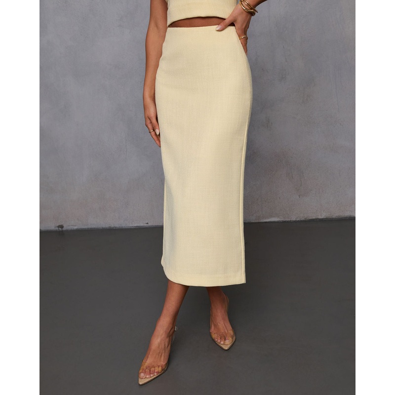 Brynlee Woven Twill Midi Skirt Butter XS