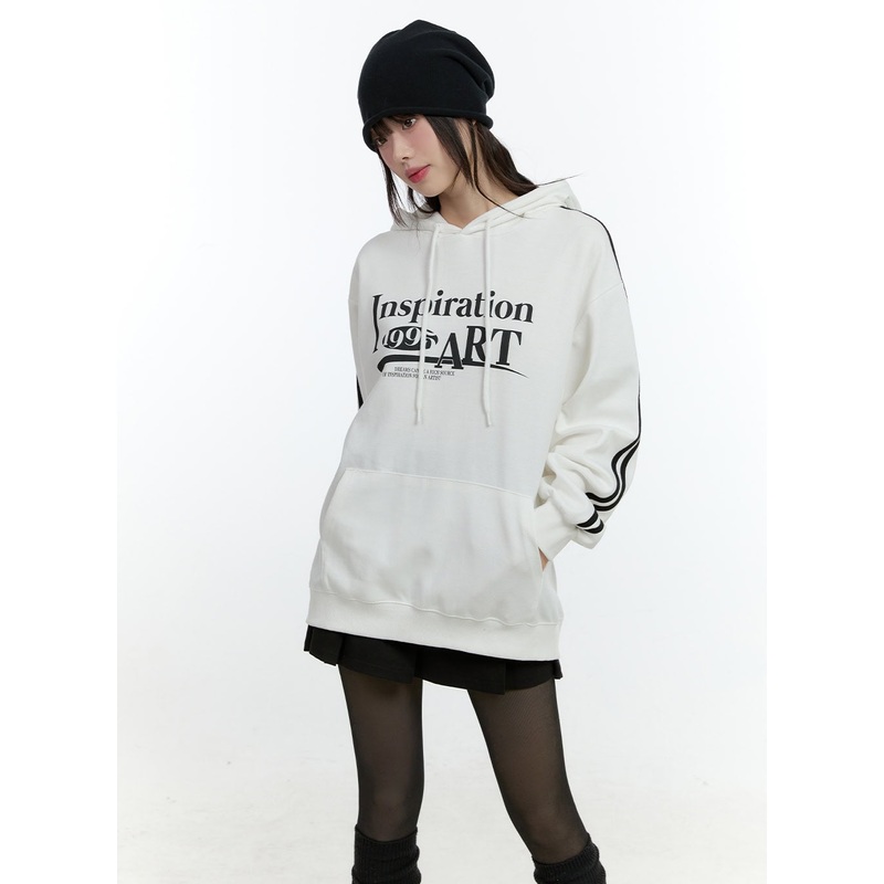 Cozy Graphic Sports Hoodie CF507 White M/L