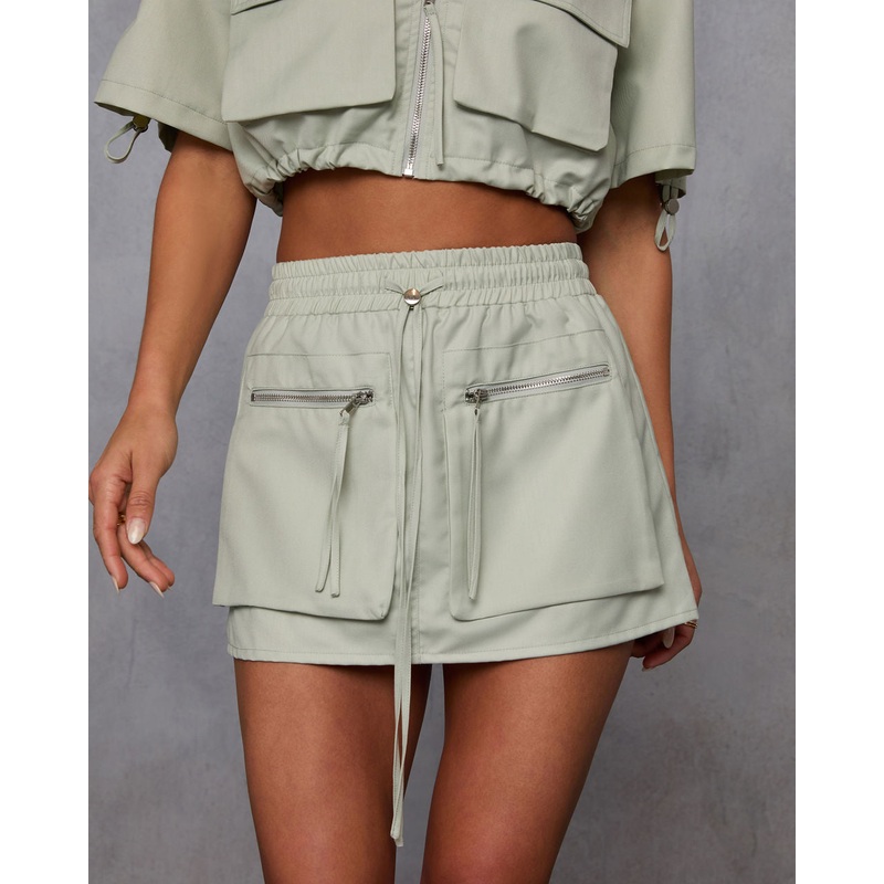 Minimal Muse Cargo Mini Skirt Green XS