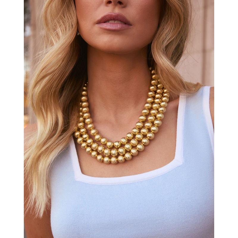 Posh Pulse Layered Chunky Necklace Gold O/S