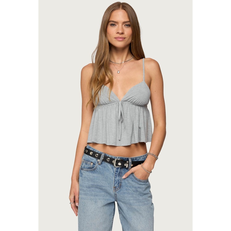 Sunrise Babydoll Tank Top LIGHT GRAY MELANGE XS