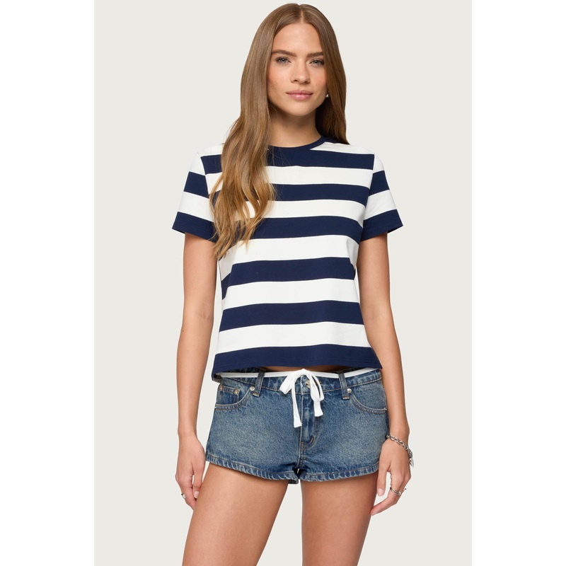 Valetta Oversized Striped T Shirt NAVY AND WHITE XS