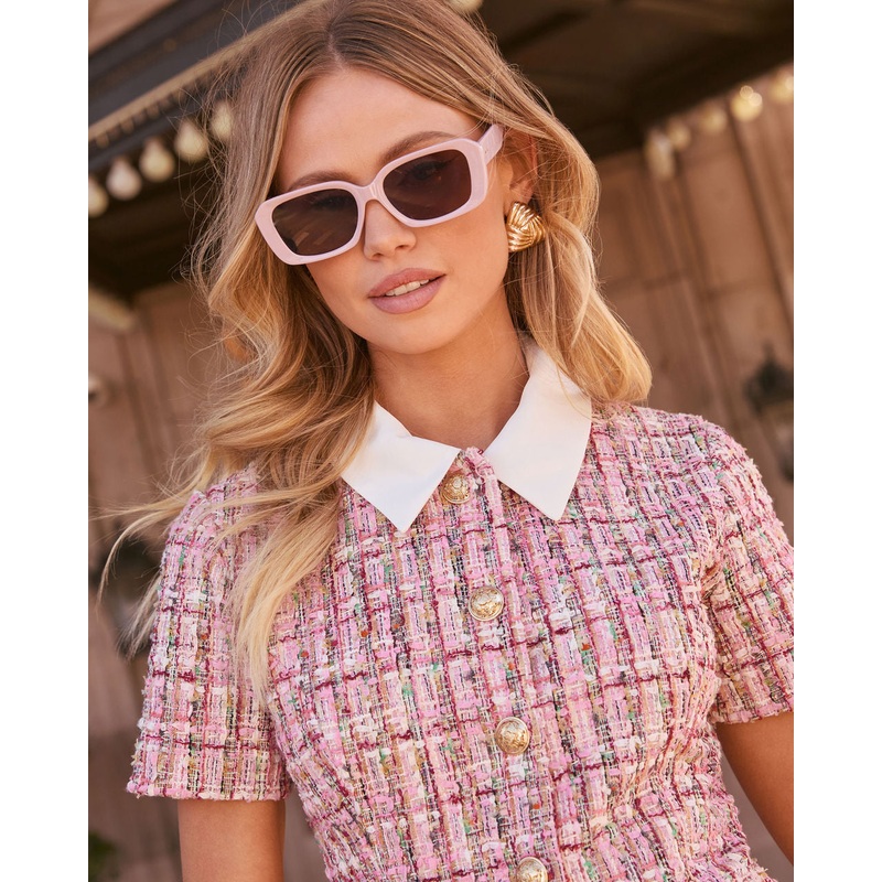 Visionary Square Frame Sunglasses Pink O/S