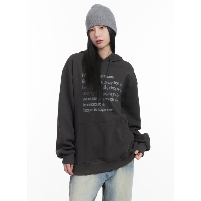 Graphic Oversized Hoodie CF514 Dark gray S/M