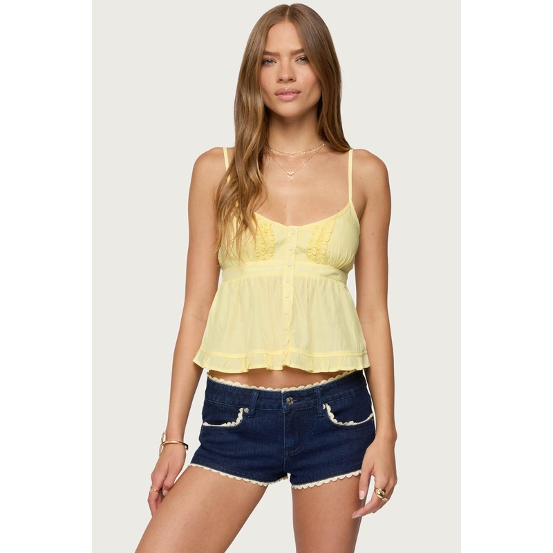 Halsey Ruffle Tank Top YELLOW XS