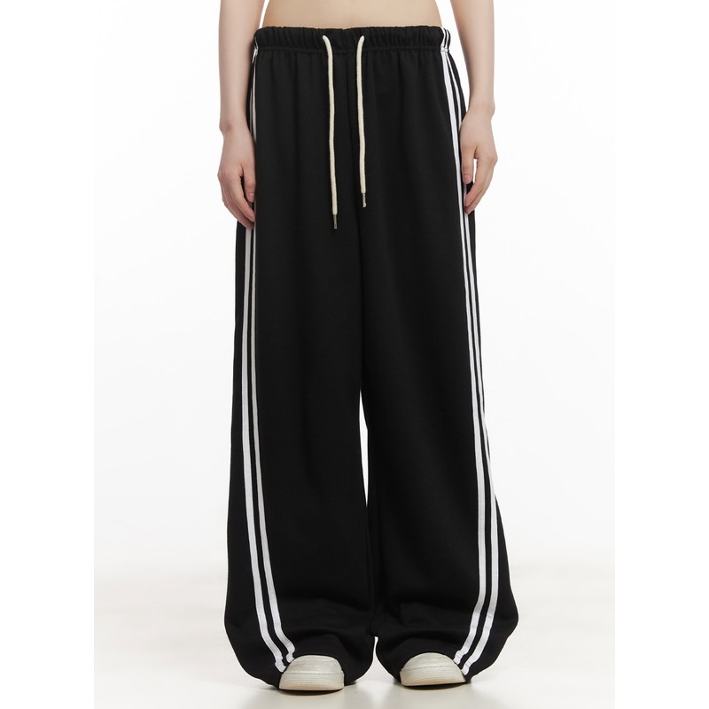 Adjustable Striped Sweatpants CF518 Black S/M