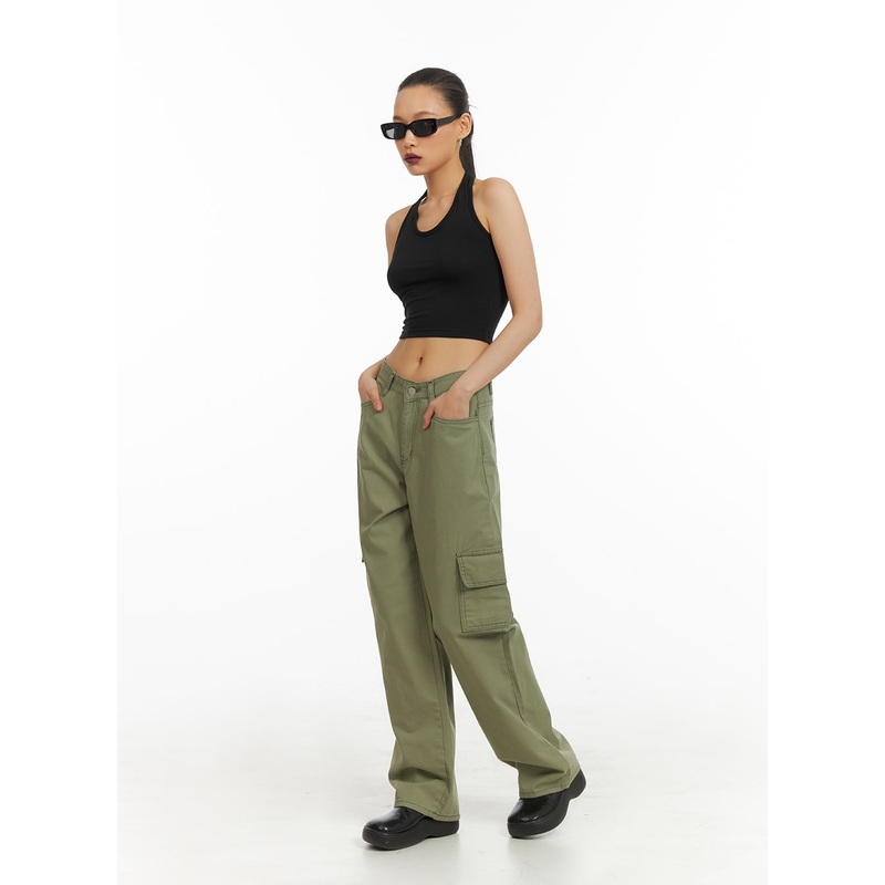 Cargo Straight Leg Pants IA417 Dark green S