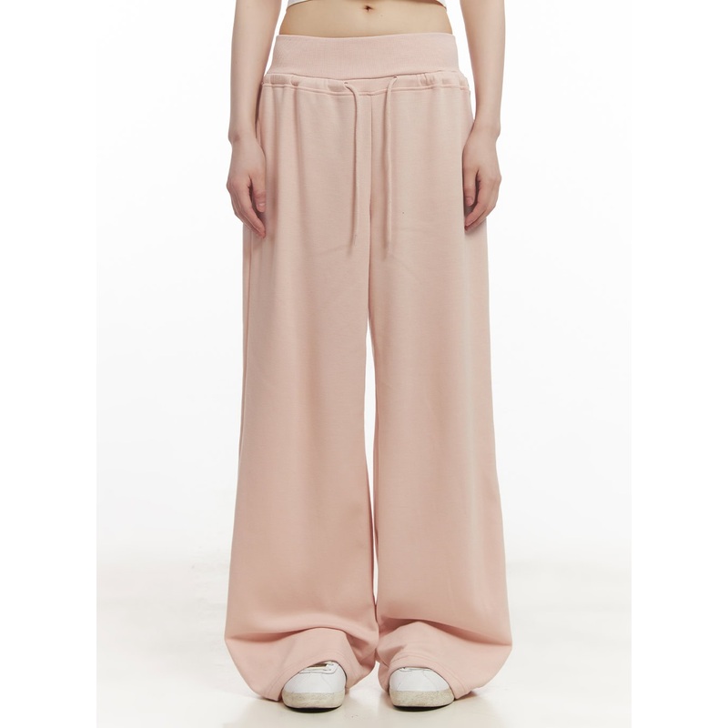 Chic High-Waisted Wide-Leg Sweatpants CF518 Pink S/M