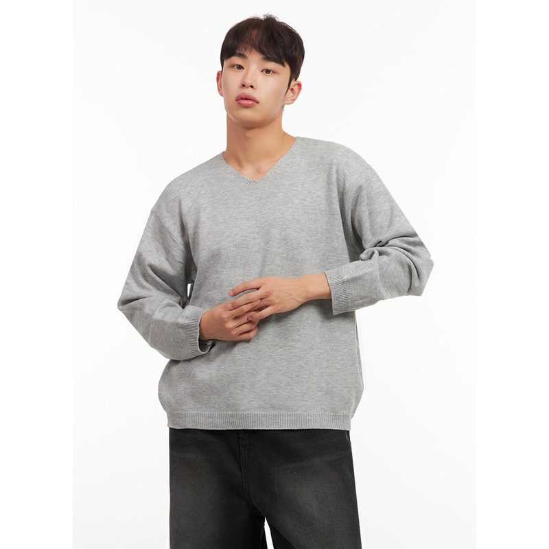 Men’s Essential Gray V-Neck Sweater IF517 Gray M