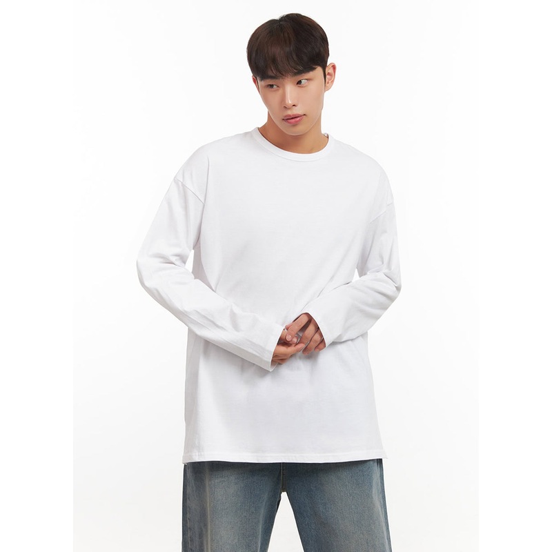 Men’s Essential Oversized Long-Sleeve T-Shirt IF517 White M/L