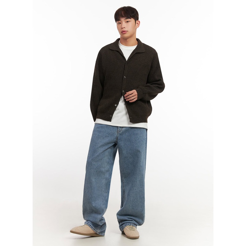 Men’s Washed Long Relaxed-Fit Jeans IF517 Blue S