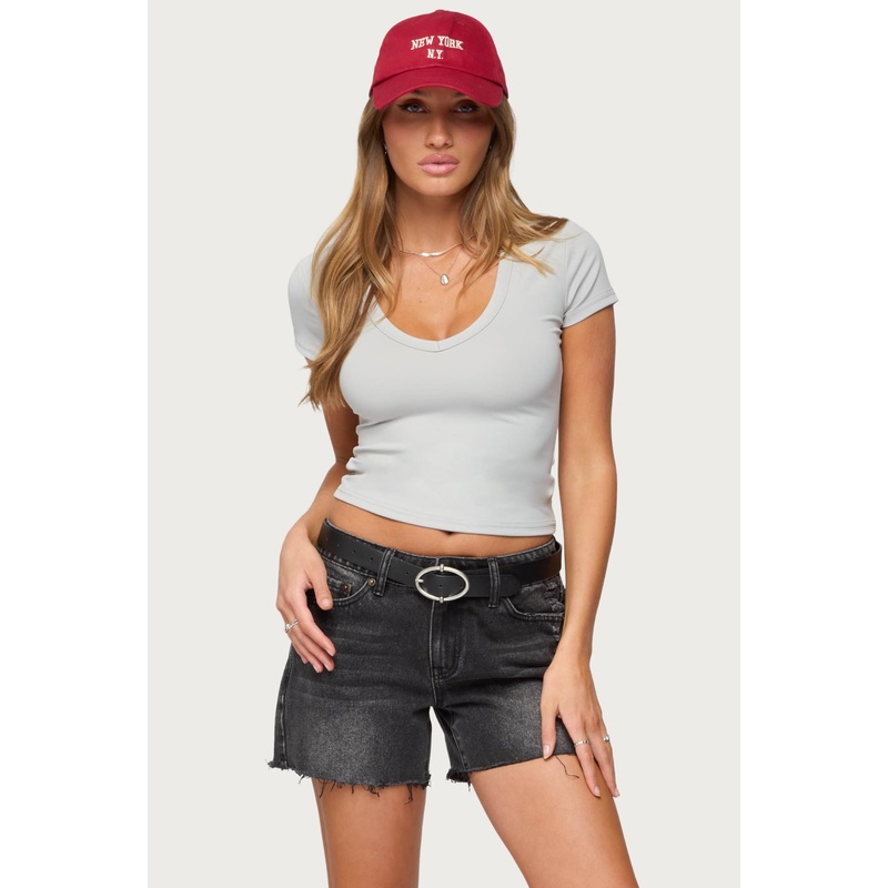 Moraya V Neck T Shirt GRAY XS