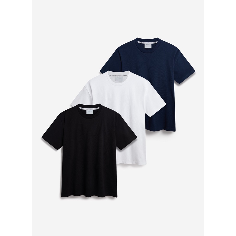 3 Pack Oversized T Shirts | Organic Cotton | White / Black / Navy XS