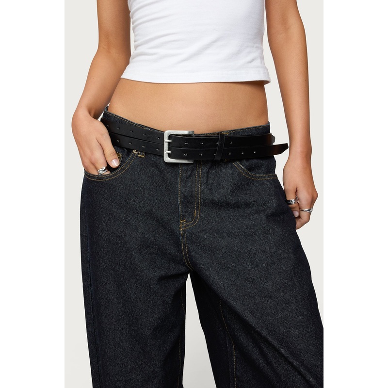 Double Look Faux Leather Belt BLACK OS