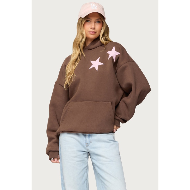 Ryley Polka Dotted Star Hoodie BROWN XS