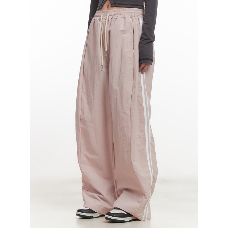 Wide Leg Stripe Track Pants CF524 Pink M/L