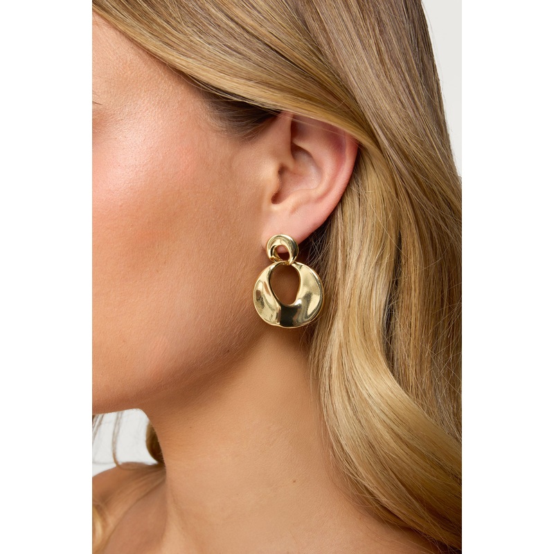 Double Disc Stud Earrings GOLD OS