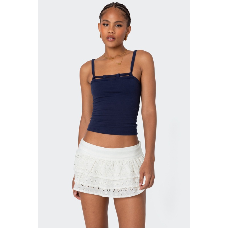 Looped Neckline Tank Top NAVY XS