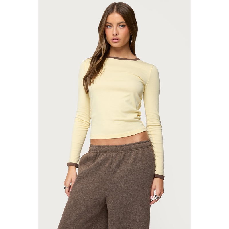 Zander Contrast Long Sleeve T Shirt YELLOW XS