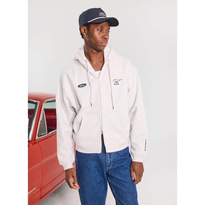 Zip Through Hoodie | Percival x Ford | Ath Grey XS