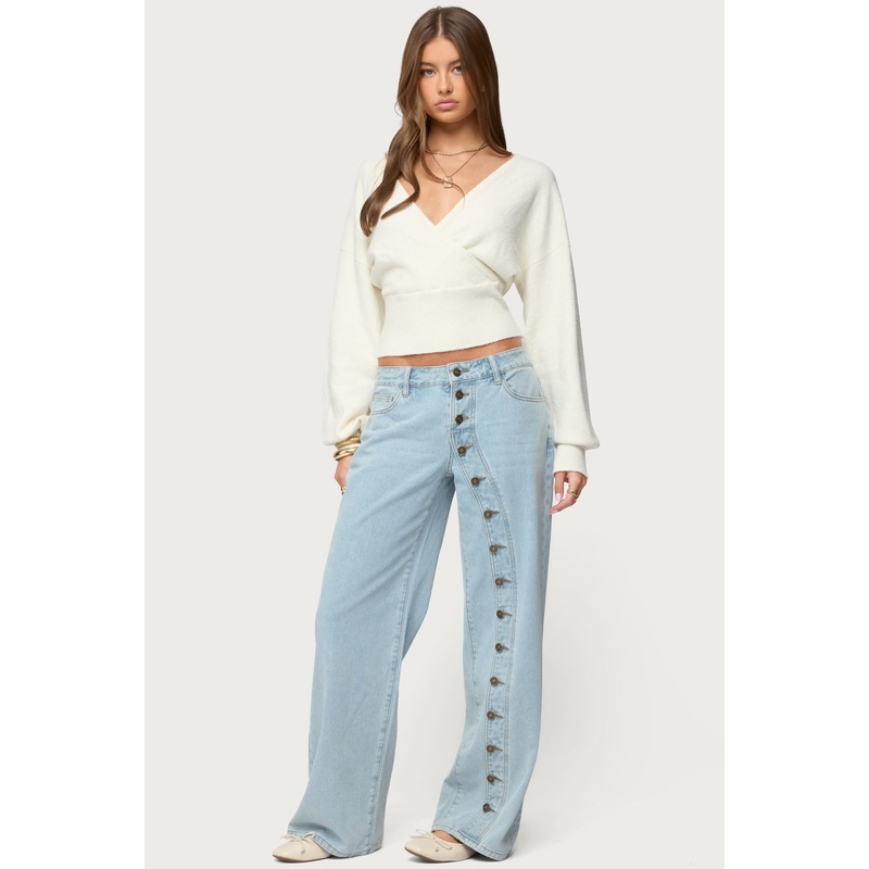 Adison Button Low Rise Jeans LIGHT-BLUE XS