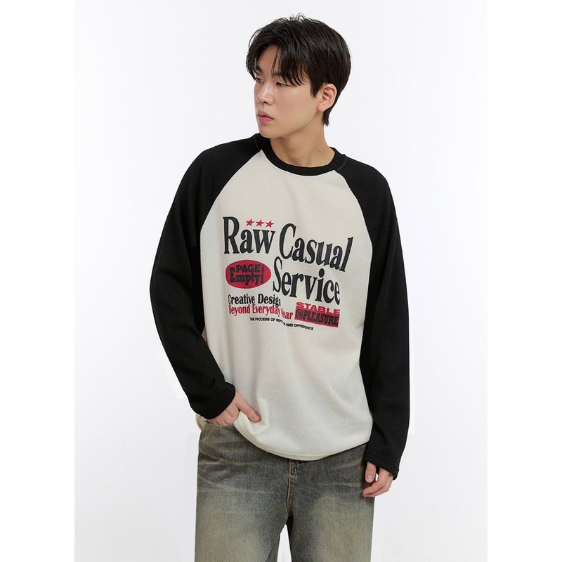 Men’s Casual Graphic Long-Sleeve T-Shirt IF528 Black M/L