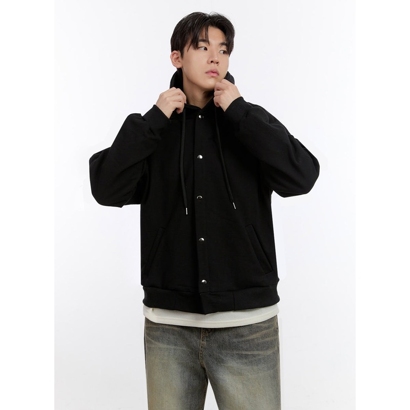 Men’s Urban Buttoned Hooded Jacket IF528 Black M/L