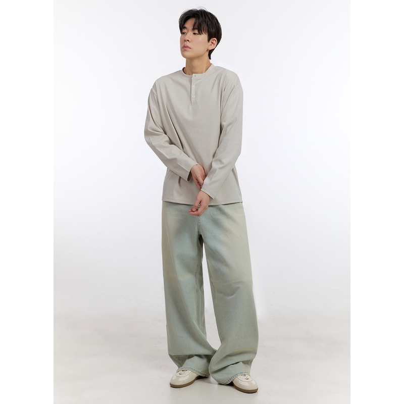 Men’s Washed Wide-Leg Jeans IF528 Light blue S