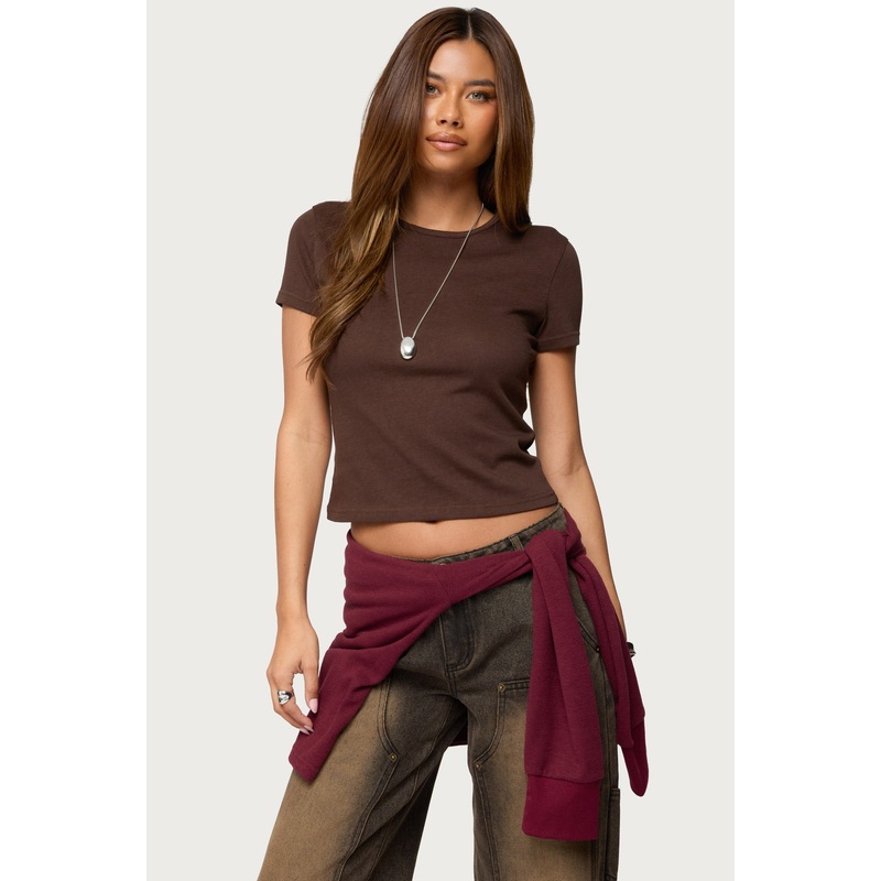 Nikkey Semi Sheer T Shirt BROWN XS