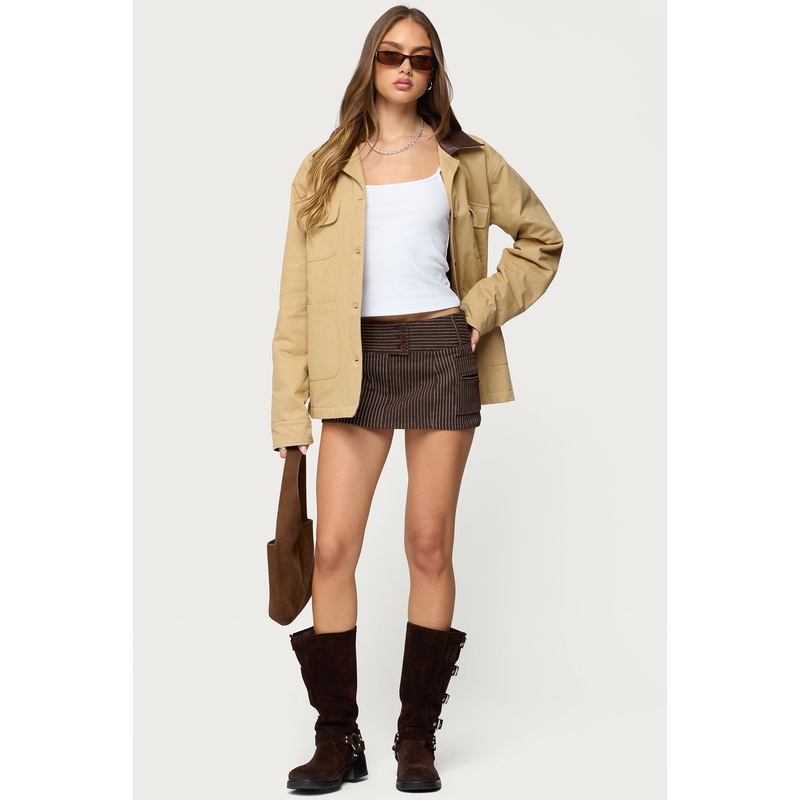 Lorna Pinstripe Mini Skort DARK-BROWN XS