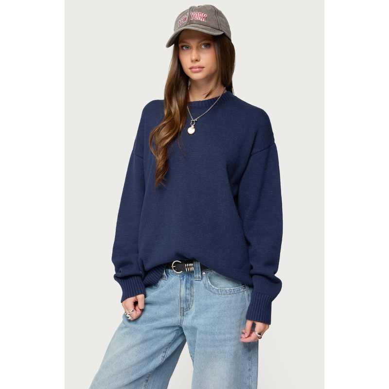 Priscila Oversized Crewneck Sweater NAVY XS