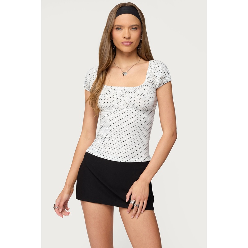 Stefania Polka Dot Top WHITE-AND-BLACK XS