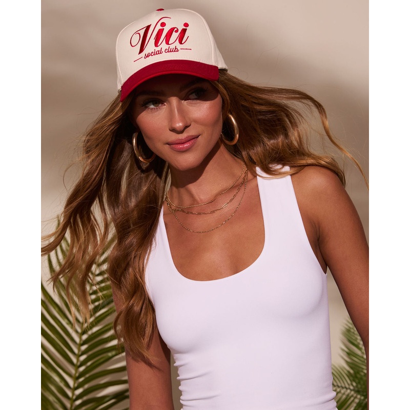 VICI Social Club Colorblock Brim Hat Red O/S