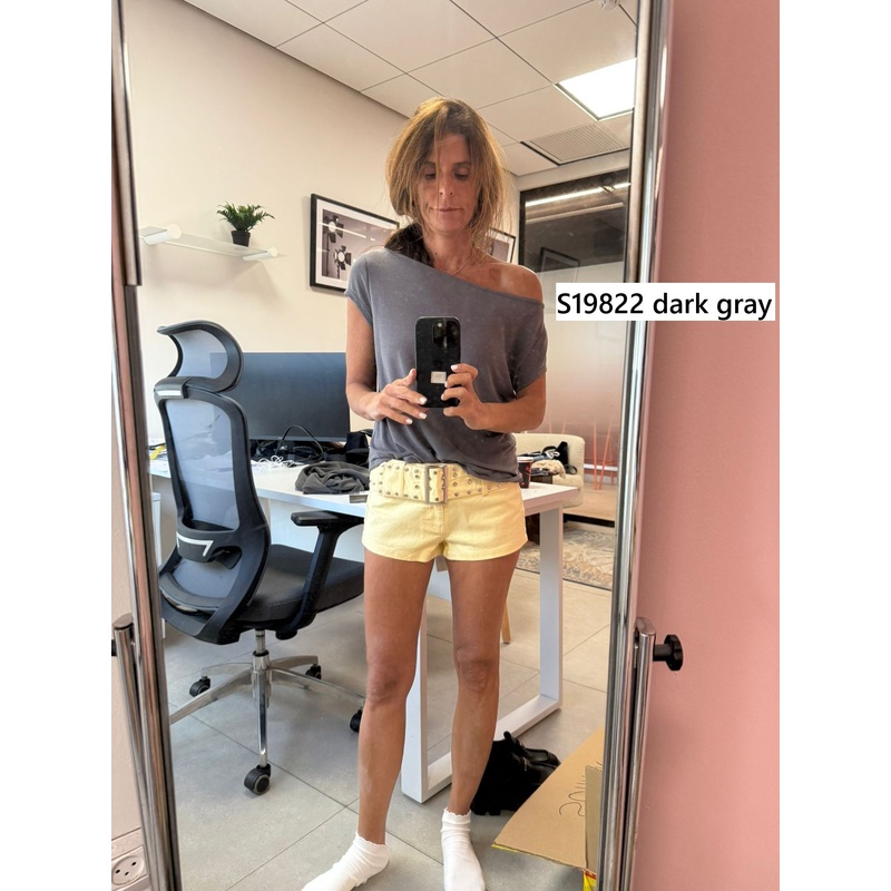 Anabella Off Shoulder Top DARK-GRAY XS