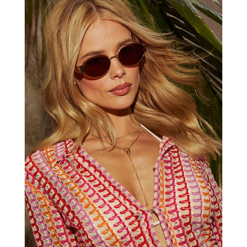 Gemma Wire Frame Sunglasses Gold O/S