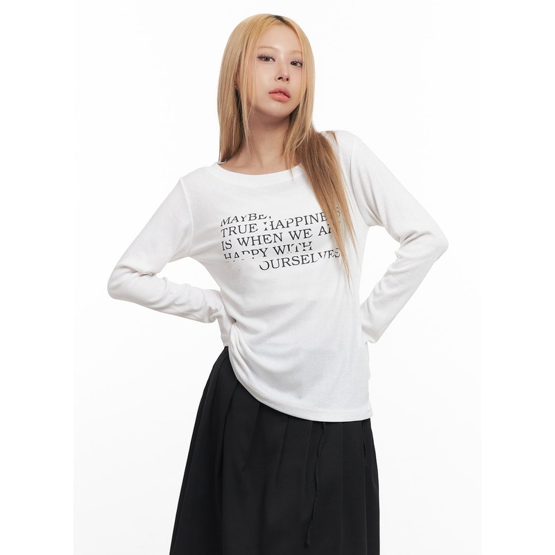 Graphic Comfort Long-Sleeve Top CM506 White S/M