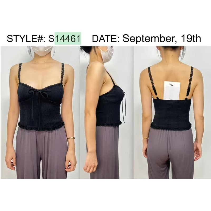 Lacey Knit Tank Top BLACK XS