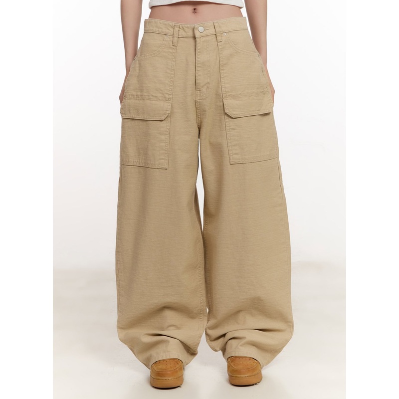 Wide-Fit Cargo Pants CM507 Beige S