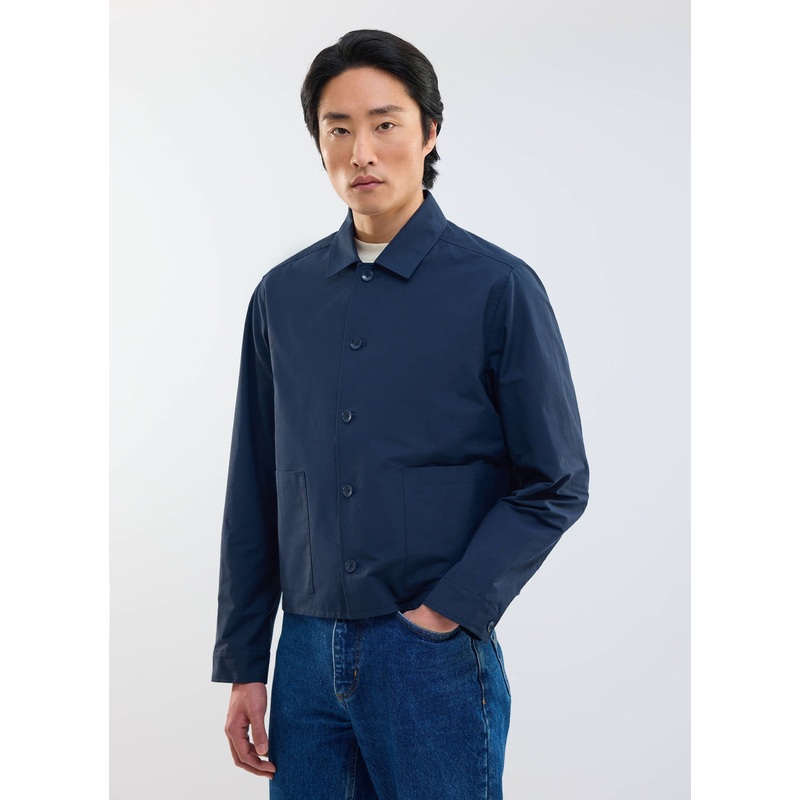 Boxy Cropped Pocket Overshirt | Navy XS
