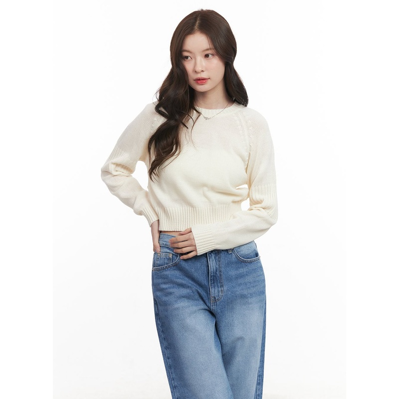 Buttoned Crop Sweater CM512 Light beige S/M