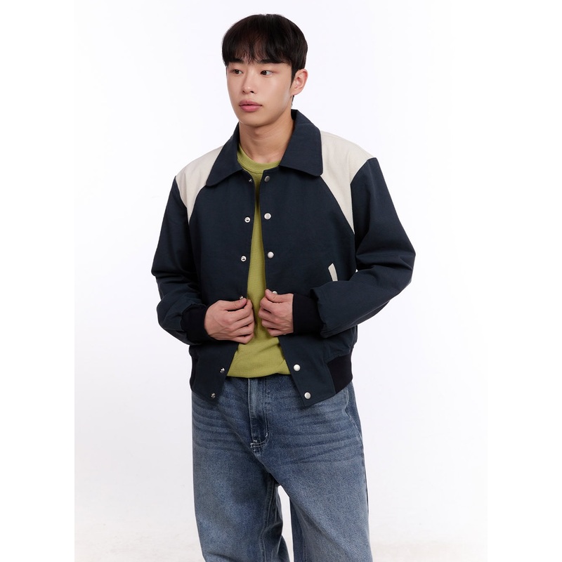 Men’s Two-Tone Varsity Jacket IM512 Dark blue M/L