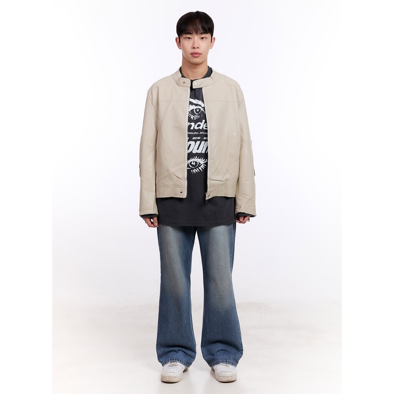 Men’s Washed Semi-Flared Jeans IM512 Blue S