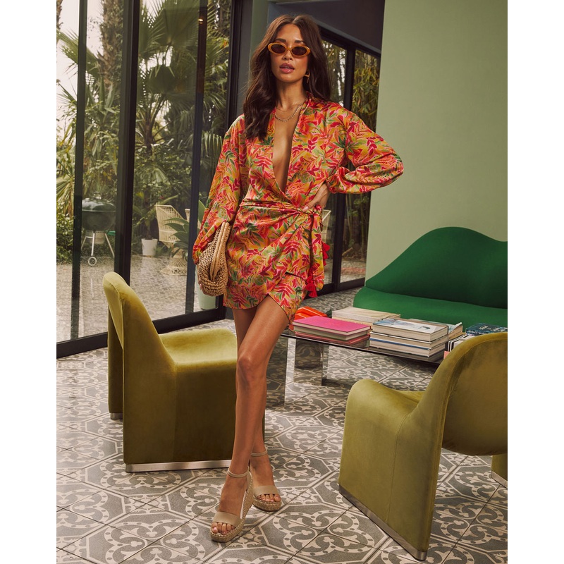 Tawney Abstract Wrap Skirt Tropical XS