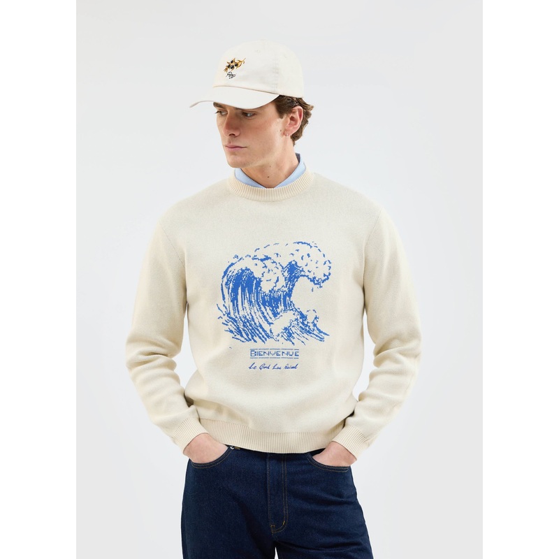 Bienvenue Knitted Crew Neck | Cotton | Ecru XS