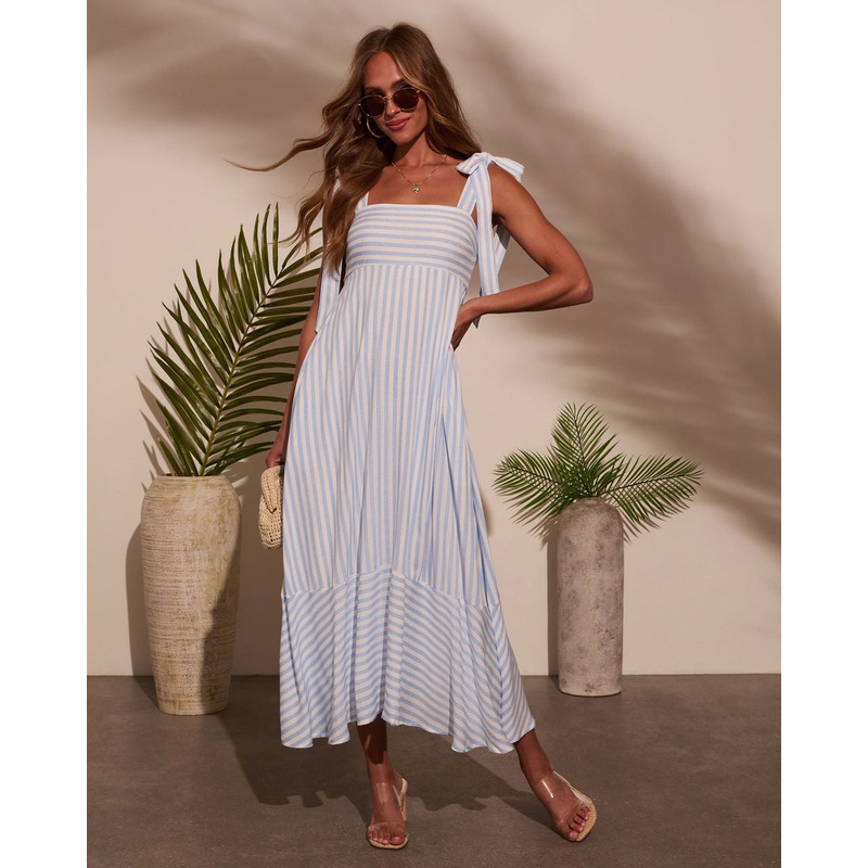 Colene Striped Maxi Dress Blue S
