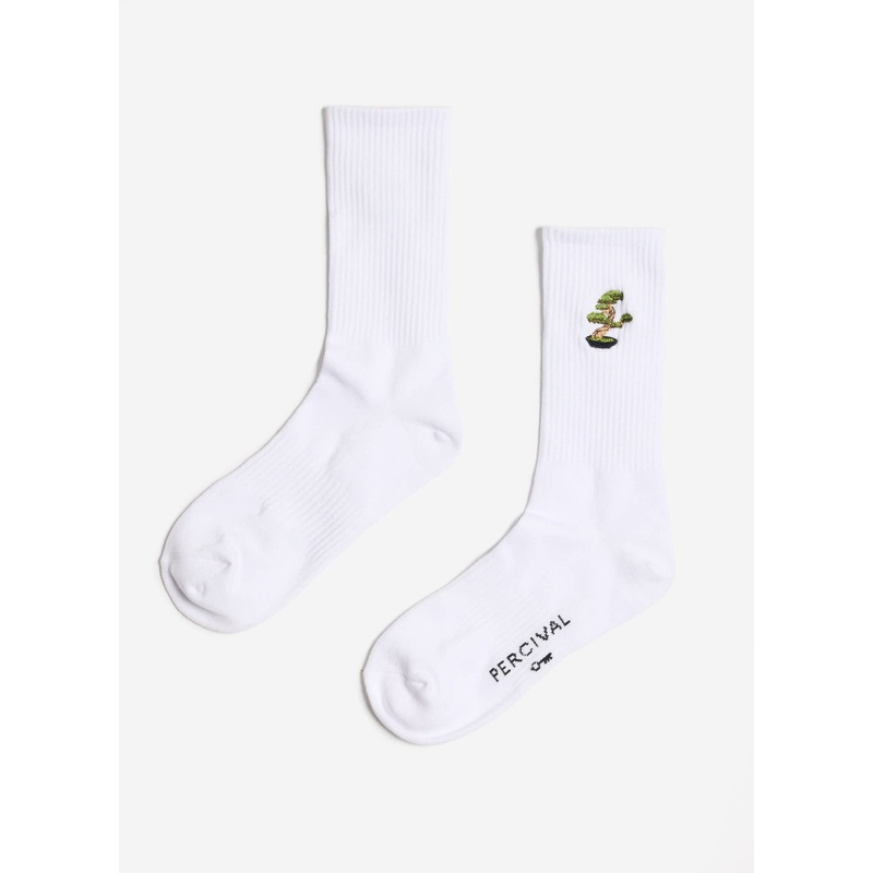 Bonsai Embroidered Socks | White OS