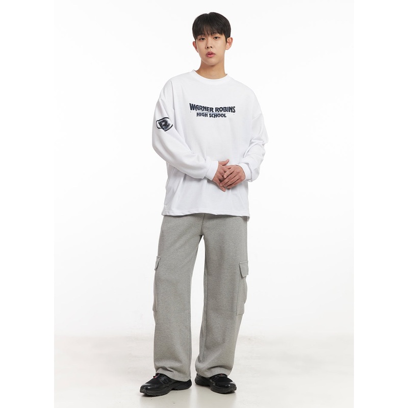 Men’s Cargo Pocket Wide-Fit Sweatpants IM517 Gray M/L