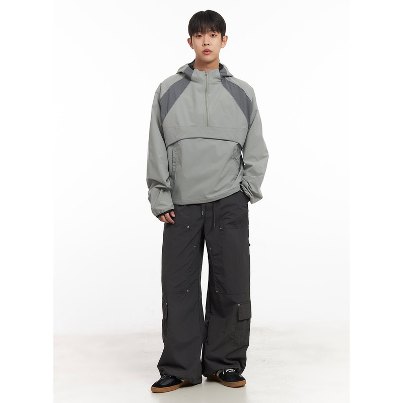 Men’s Nylon Wide-Fit Cargo Pants IM517 Dark gray M/L