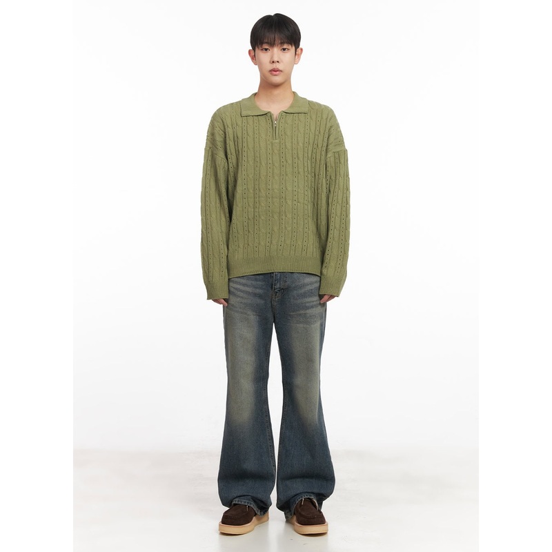 Men’s Washed Flared Jeans IM517 Dark blue S