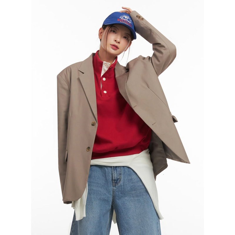 Oversized Classic Blazer IM514 Beige M